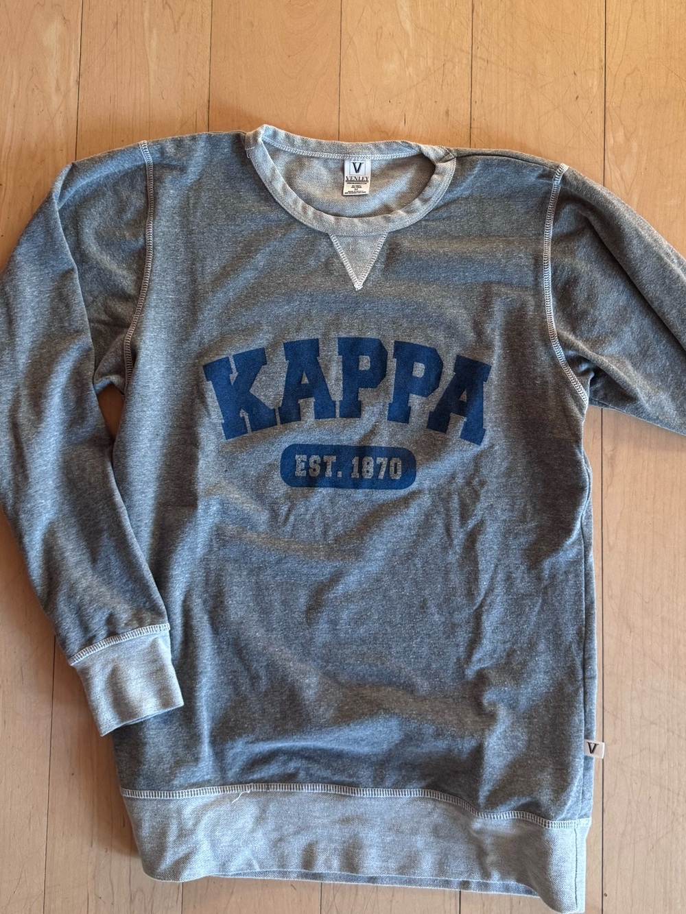 Venley Kappa Gray Crewneck Sweatshirt with Blue Logo